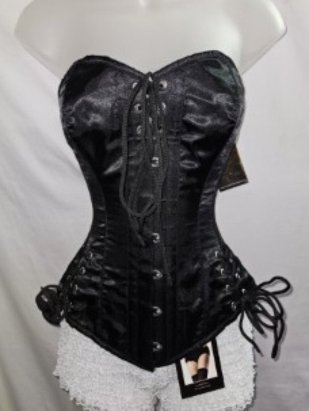 NWT XXS/20" ENCHANTRESS TIGHT LACING STEEL BONED HIGH END CORSET BLACK SILK